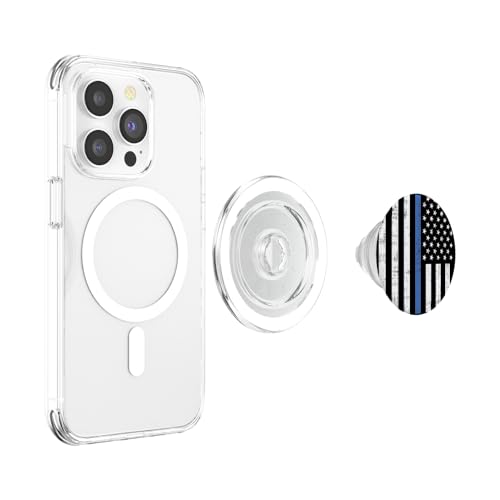 Thin Blue Line US Flag Police Officer Law Enforcement Gift PopSockets PopGrip for MagSafe - style: Magnetic PopGrip