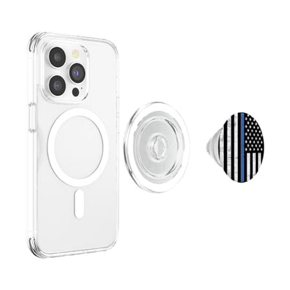 Thin Blue Line US Flag Police Officer Law Enforcement Gift PopSockets PopGrip for MagSafe - style: Magnetic PopGrip