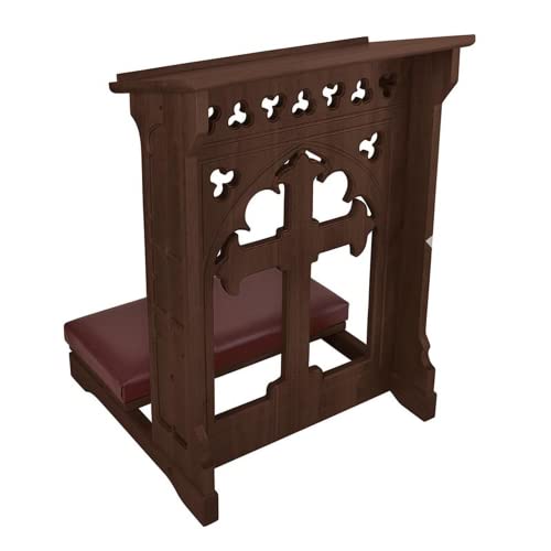Needzo Holy Cross Padded Kneeler, Maple Hardwood Prayer Bench, 24 Inches x 32 Inches x 22 Inches