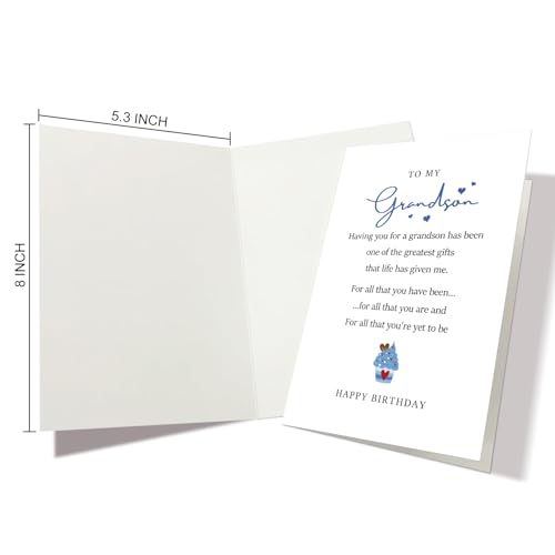 Nchigedy Birthday Card for Grandson, Grandson Poem Birthday Card, Happy Birthday Card for Adult Grandson, Grandson Birthday Card from Grandparents - color: #17