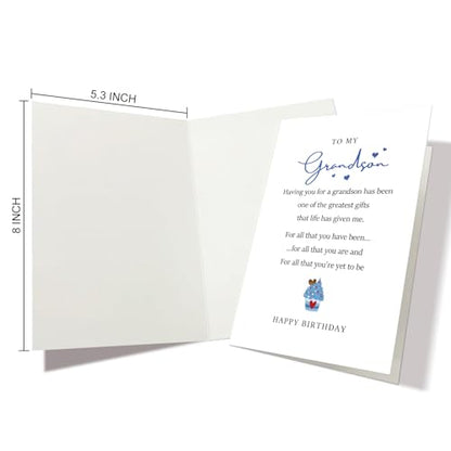 Nchigedy Birthday Card for Grandson, Grandson Poem Birthday Card, Happy Birthday Card for Adult Grandson, Grandson Birthday Card from Grandparents - color: #17