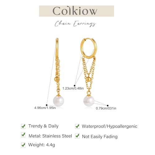 Gold Dangle Earrings for Women，Tassel Hoop Earrings with Charms - color: H