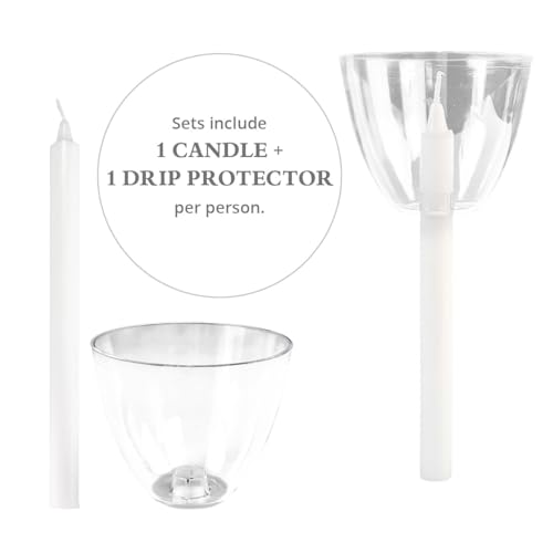 Concordia Supply 6.5" x 1/2" Candles w/Clear Plastic Shields, Set of 100 - size: 6.5 inches