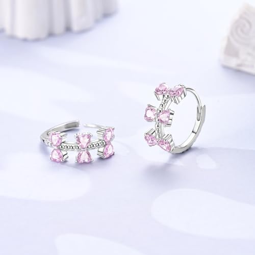LAZA 925 Sterling Silver Earrings for Women Huggies Hoop Gold Earrings - color: Pink bow earrings