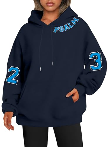 FAYALEQ Christian Sweatshirt For Women God Is Good Hoodies Graphic Tops - color: Dark Blue-23, size: Small