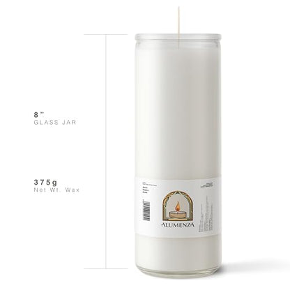 3pk White Blanco 90hr | 7-Day Prayer Candles - Glass Jar Veladoras, Unscented Paraffin Wax | Peace, Purity & Protection Novena - Catholic Hispanic Church Altar, Memorial Vigil & Baptism Gifts - color: White