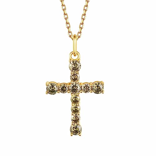 S.Leaf Cross Necklace for Women Gold Plated Cross Necklaces for Women 925 Sterling Silver Cross Pendant Necklaces for Women Birthday Anniversary - color: Cross_Necklace_08_Aug._Peridot