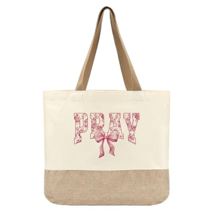 Tote Bag, Gifts for Women Friends Girlfriend Coworker Wife Mom Reusable Tote Bags Birthday Thank You Gift - color: Pink Pray
