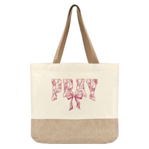 Tote Bag, Gifts for Women Friends Girlfriend Coworker Wife Mom Reusable Tote Bags Birthday Thank You Gift - color: Pink Pray