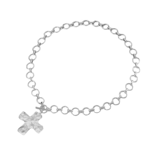 Pearl Cross Necklace Big Cross Pendants Necklaces for Women Chunky Pearl Necklace Gothic Cross Necklace Punk Vintage Cross Jewelry Women - style: Silver 04