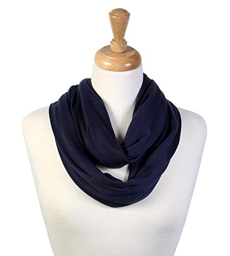 Super Soft Cotton Blend Lightweight Solid Color Multi Loop Infinity Scarves - color: Navy