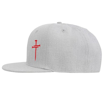 Christian Hats for Men Women - Cross Faith Flat Snapcback Hats - Religious Gifts for Thanksgiving Christmas - color: Grey/Cross Red