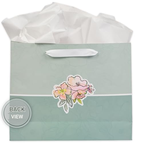 Christian Art Gifts Large Gift Bag with Card & Tissue, Lord Bless You Green - color: May the Lord/Green, style: Large Landscape