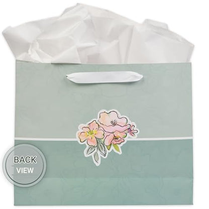 Christian Art Gifts Large Gift Bag with Card & Tissue, Lord Bless You Green - color: May the Lord/Green, style: Large Landscape