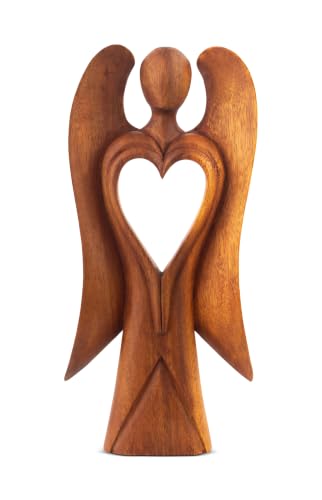 G6 Collection Wooden Handmade Abstract Statue, Guardian Angel Figurine 12" - style: Angel of Love