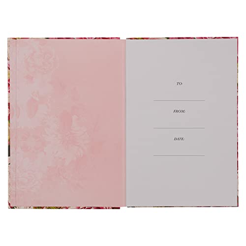 Christian Art Gifts LG Journal for Women Grace Upon Grace John 1:16 Bible Verse Inspirational Scripture Embossed Notebook, Cream and Magenta Vintage Floral w/Gold Foil, Quarter Bound, Linen Spine