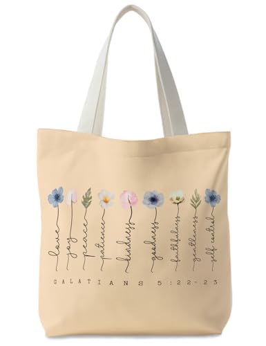 Bible Bags for Women, Christian Tote Bag, Gifts for Christian Women - color: Beige