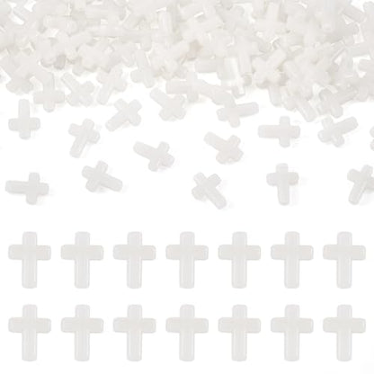 FASHEWELRY 100Pcs Acrylic Cross Beads for Bracelets Glow in the Dark Cross Beads Luminous Crucifix Rosary Spacer Easter Beads for DIY Jewelry Making Necklace Bracelet Earring - color: Cross-Cream White
