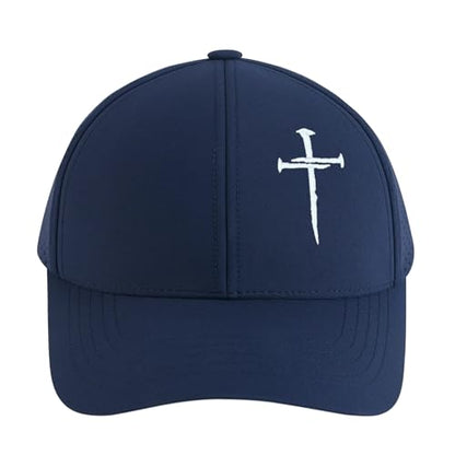 Embroidered Jesus 3 Nails Cross-Christian Religious Hats for Men & Women - color: 3 Nail Cross Nylon Navy Blue