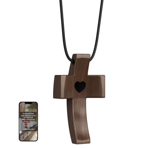 Wooden Cross Necklace, Cross Pendant for Stress Relief