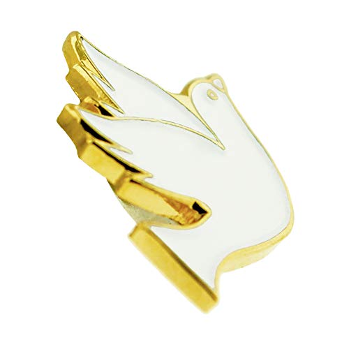 PinMart's Simple Elegant White Dove Enamel Lapel Pin with Magnetic Back - size: 25 Pack