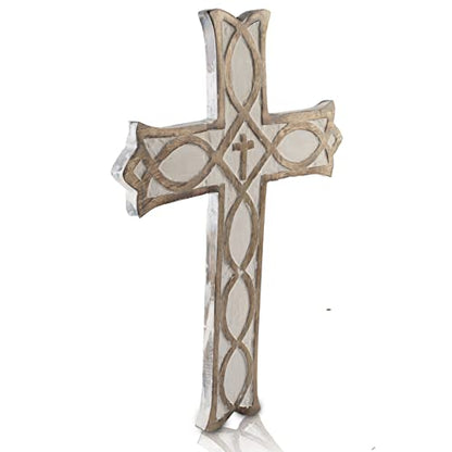 Wooden Catholic Crucifix Christian Cross Wall Hanging Church Altar Decor - color: White Wash Finish
