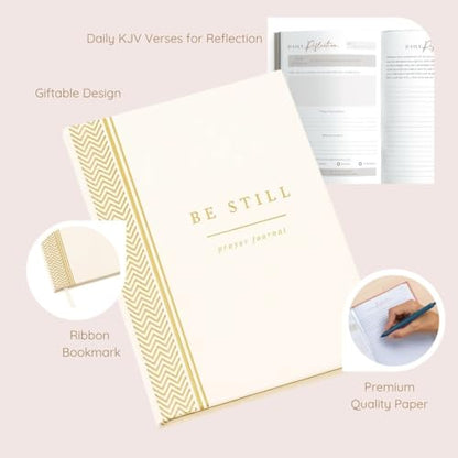 Prayer Journal – 90 Days Guided Daily Devotional For Women, White Chevron - color: Chevron White