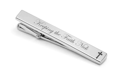 Personalized Silver Cross Tie Clip Custom Engraved Free - Christian Men’s Gift - Gift For Him | Free Engraving - Ships From USA