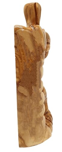Zuluf Olive Wood Nativity Scene 6.5" - Large Abstract Hand Carved Holy Family with Bethlehem Star Christmas Decor HOF056
