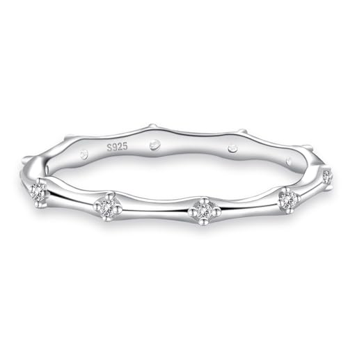 Helonley Birthstone Stack Rings for Women: 925 Sterling Silver Stacked Ring - color: Little Zircon Ring