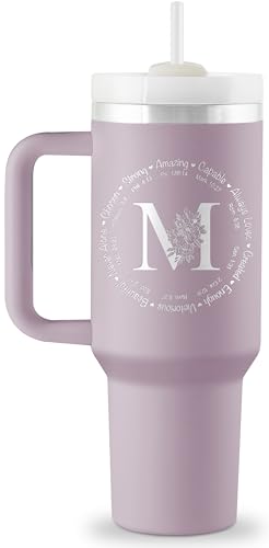 Christian Gifts for Women - Monogrammed 40 oz Engraved Tumbler, Religious and Spiritual Inspirational Faith-Based Bible Gift, Initial Cup - style: M