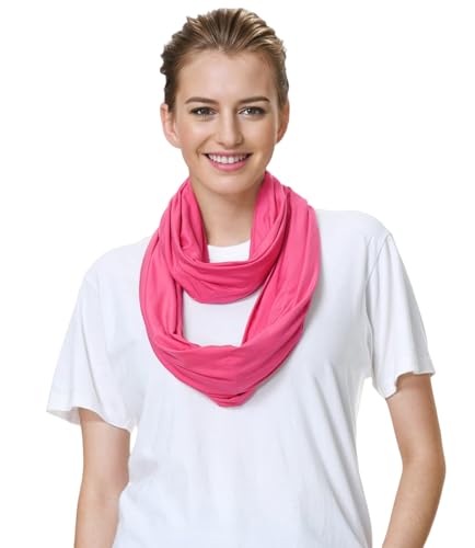 Lina & Lily Premium Modal Jersey Knit Women's Infinity Scarf Loop Lightweight - color: Dark Pink