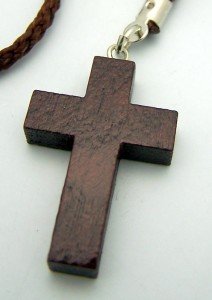 Religious Home Decoration Dark Wood 1 1/4 Inch Plain Latin Cross on 30 Inch Rope Cord