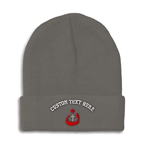 Custom Beanies for Men Christian Nazarene Jesus God Christ Skull Cap Winter Hats Women Acrylic One Size - color: Dark Grey Personalized Text Here