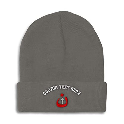Custom Beanies for Men Christian Nazarene Jesus God Christ Skull Cap Winter Hats Women Acrylic One Size - color: Dark Grey Personalized Text Here
