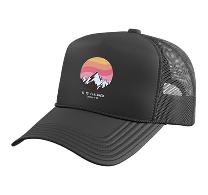 It is Finished John 19:30 - Christian Bible Verse Trucker Hat with Adjustable Mesh Back