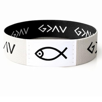 Lusinus Bible Verse Bracelets, Tap for Scripture, NFC Daily Wristband - color: WHITE (God is Greater)