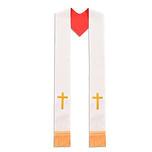 BLESSUME Church Clergy Pastor Reversible Stole - color: Red and White 5