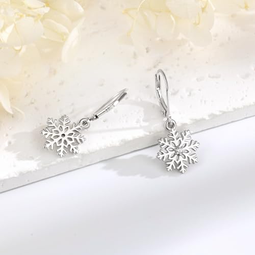 Vito Moonstone Turquoise Drop Earrings for Women, 925 Sterling Silver Hooks - style: Snowflake