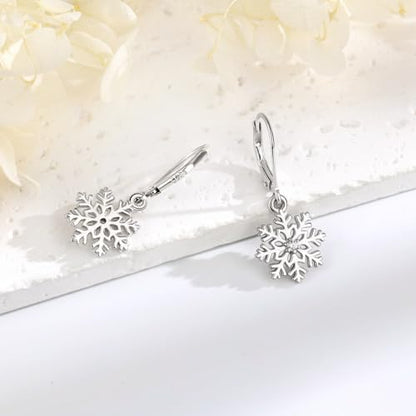 Vito Moonstone Turquoise Drop Earrings for Women, 925 Sterling Silver Hooks - style: Snowflake