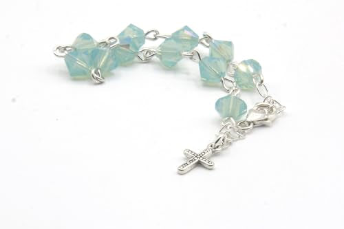 Catholic Communion Rosary Bracelet Created with Swarovski® Crystals, Glass - color: Pacific Opal - October