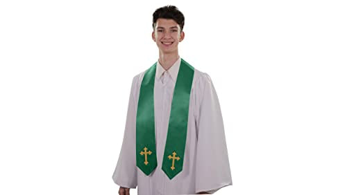 CLERKMANS Choir Stole with Crosses - color: Hunter