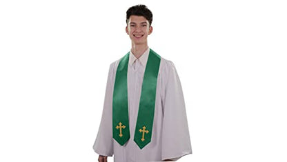 CLERKMANS Choir Stole with Crosses - color: Hunter