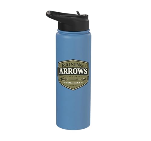 Raising Arrows Since 2026 Psalm 127:4 Faith Family Dad Stainless Steel Insulated Water Bottle - color: Light Blue