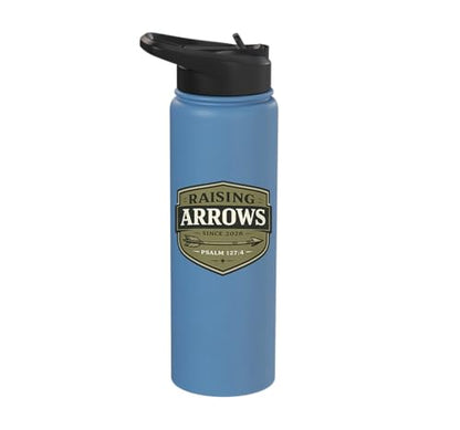 Raising Arrows Since 2026 Psalm 127:4 Faith Family Dad Stainless Steel Insulated Water Bottle - color: Light Blue