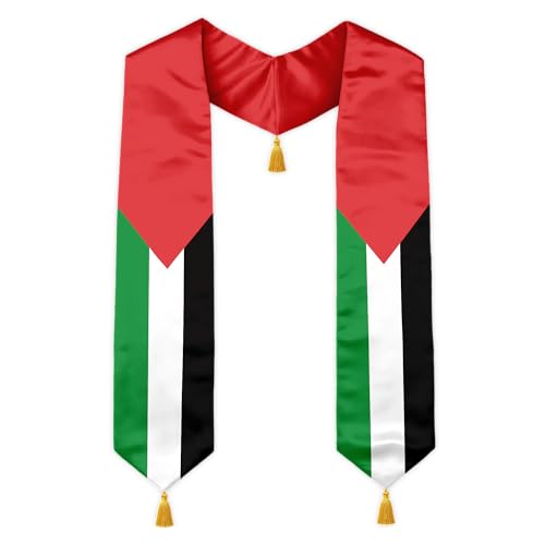 Class of 2026 Graduation Stole Flag Sash with Gold Tassels 72 Inch for High School College University Ceremony - color: Palestine