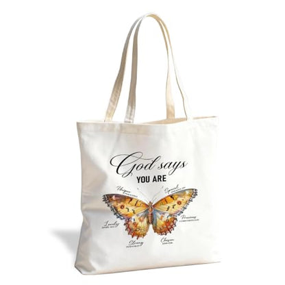 Christian Canvas Tote Bag for Women, Inspirational Faith Shoulder Bag - color: God 05