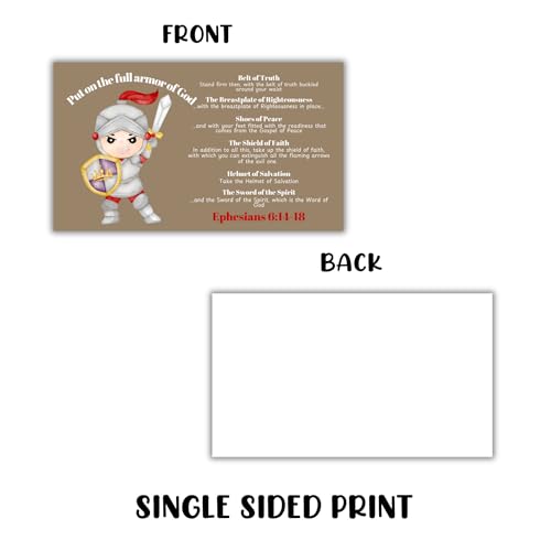Lashicorn Full Armour of God Bible Verse Wallet Cards 30pk 3.5x2” Pocket Hand Out Sword and Shield Minimalist Ephesians 6:14-18 Knight Templar