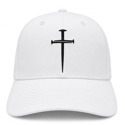 Three Nails Cross Christian Hats, Embroidered Baseball Caps for Adults - color: White