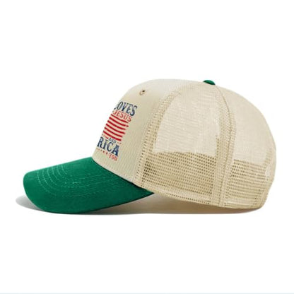 She Loves Jesus and America Too Hats for Womens Soft Washed Distressed Baseball - color: She Loves Jesus and America Toobeige With Green Eaves3